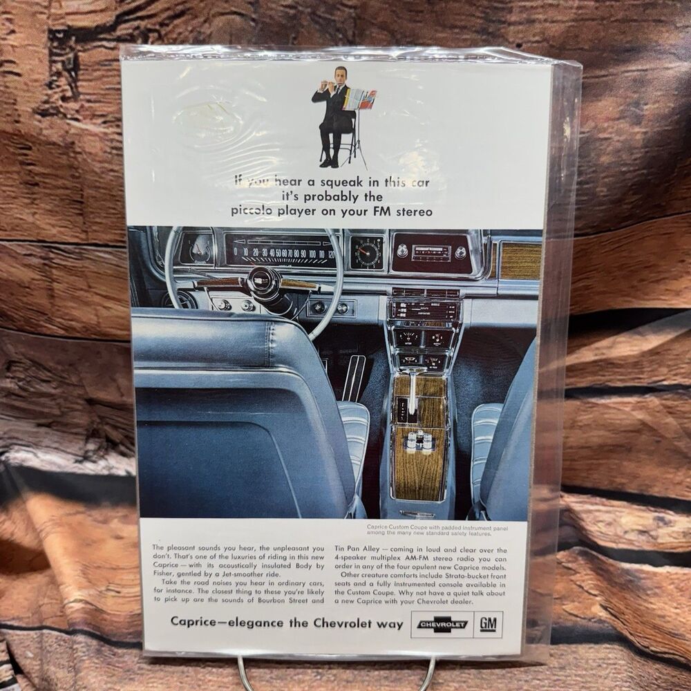 1966 Chevrolet Caprice Custom Coupe Interior Print Ad Piccolo Player FM Stereo